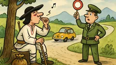 Vtip: Prvým dopravným policajtom bol Jánošík…