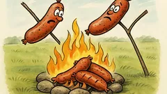 Vtip: Opekajú sa špekačky, tri spadnú do ohňa…