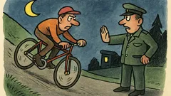 Vtip: Cyklista v noci bez svetiel