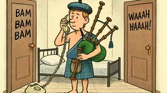 Vtip: Škót na Oxforde volá domov