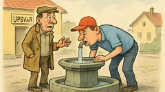 Vtip: Po hokeji pije vodu z fontány…