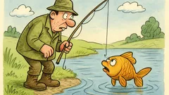 Vtip: Rybár uloví zlatú rybku...