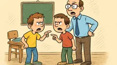 Vtip: Počas prestávky sa hádajú dvaja žiaci