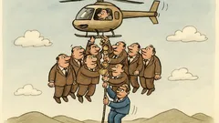 Vtip: Pod vrtuľníkom viselo desať manažérov