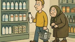 Vtip: Mladý muž kupuje kefír, sleduje ho starká