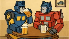 Vtip: Dva transformery dopíjajú pivo v bare