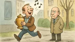 Vtip: Ide chlapík s urnou po ulici