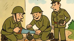 Vtip: Chlapci, nemôžete ten granát píliť!