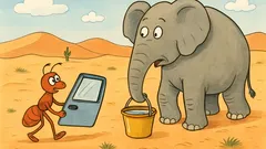 Vtip: Idú po púšti mravec so slonom