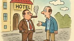Vtip: Z hotela vychádza muž s cigarou
