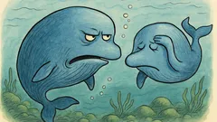 Vtip: Veľrybí samec pláva okolo polovičky