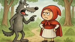Vtip: Ide Červená čiapočka lesom