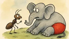 Vtip: Príde mravec k ležiacemu slonovi…