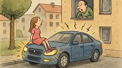 Vtip: Dievčatko na kapote spustí alarm