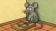 Vtip: Sedí myška v rohu