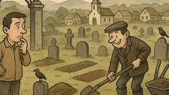 Vtip: Muž ide okolo cintorína, zbadá hrobára