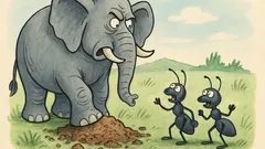 Vtip: Slon zašliapne mravenisko, dvaja prežijú