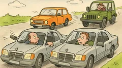 Vtip: Dvaja novozbohatlíci idú na mercedesoch