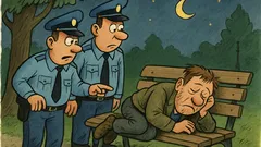 Vtip: Dvaja policajti budia muža v parku