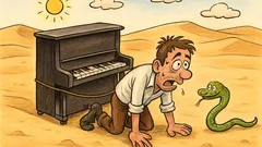 Vtip: Po púšti ide chlapík s klavírom