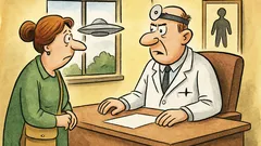 Vtip: Pán doktor, môj manžel je lietajúci tanier!