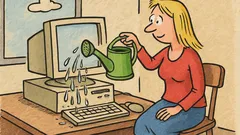 Vtip: Prečo blondínka polieva počítač?