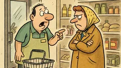 Vtip: V obchode: – Pani, košík!