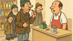 Vtip: Bezdomovec v obchode prosí o špáradlo