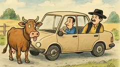 Vtip: Gazda pripúta kravu za auto