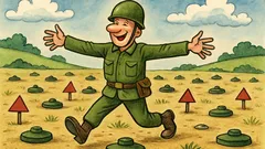 Vtip: Ide vojak po mínovom poli…