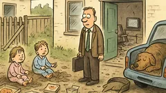 Vtip: Otec príde domov, všade blato