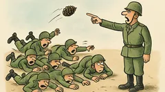 Vtip: Veliteľ hodí šišku: „Granát!“