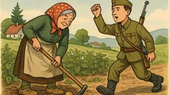 Vtip: Nahluchlá babka okopáva zemiaky počas SNP