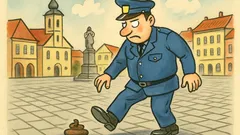 Vtip: Policajt kopne do hovna na námestí