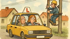 Vtip: Mladá žiačka autoškoly vidí elektrikára