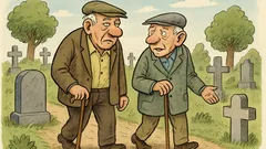 Vtip: Dvaja dedkovia sa prechádzajú po cintoríne