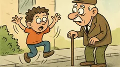 Vtip: Chlapček skáče na chodníku...